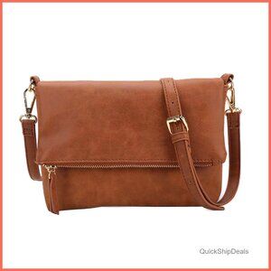 Vegan Leather Crossbody Bag with Adjustable Strap, Multi-Functional Wristlet